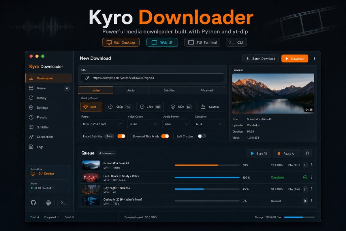Kyro Downloader app interface thumbnail