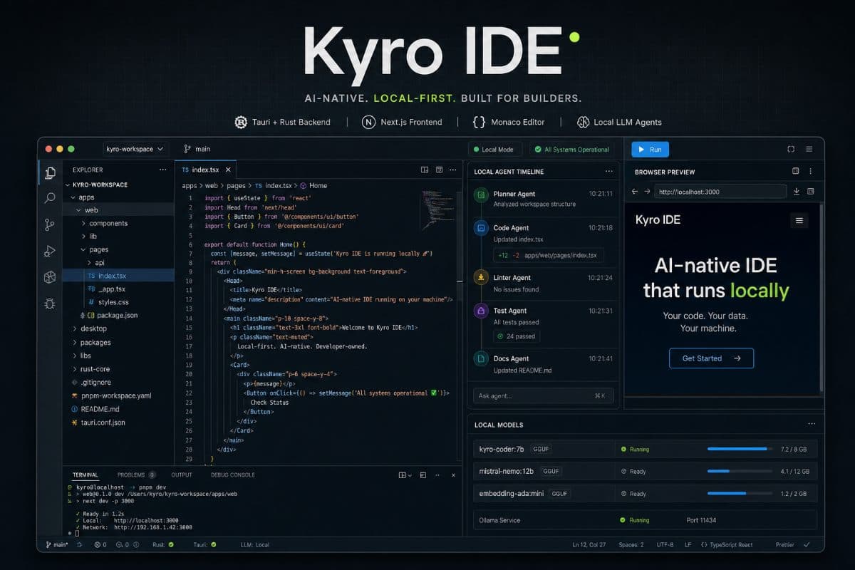 Kyro IDE AI-native code editor thumbnail