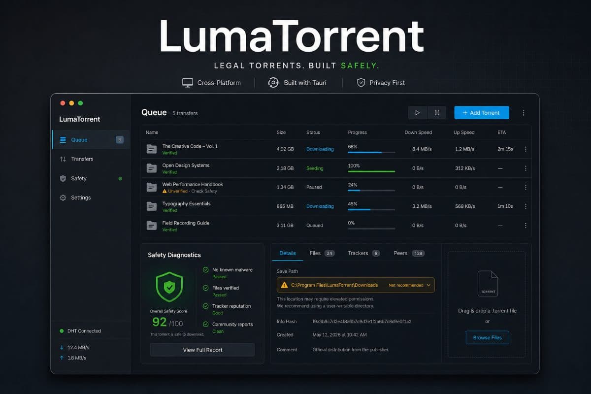 LumaTorrent desktop torrent client thumbnail